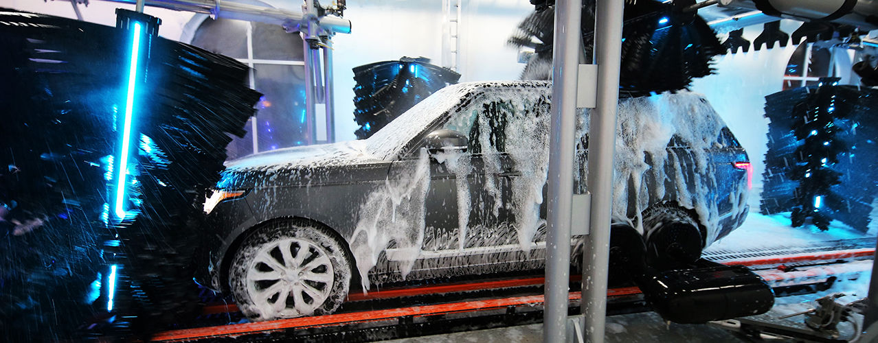 SUV in the foam stage of the tunnel